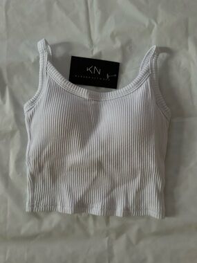 Klassy Network White Ribbed Cropped Cami